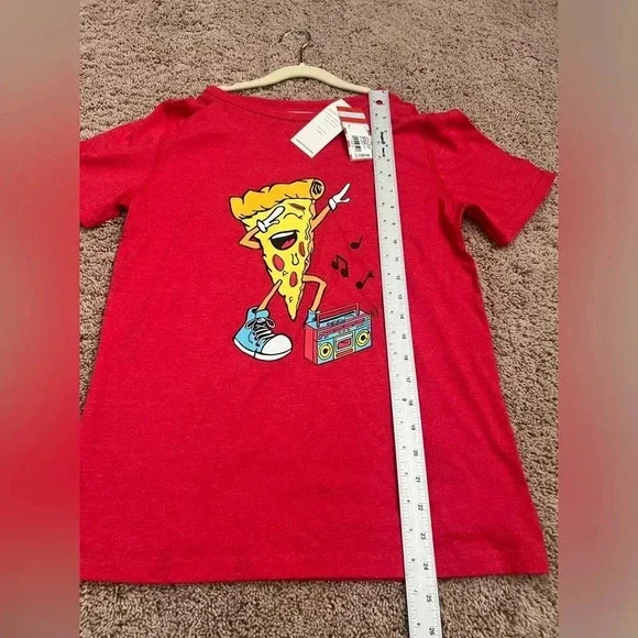 NWT new cat & jack boys large 10-12 dancing pizza tee shirt target graphic tee - Picture 7 of 8